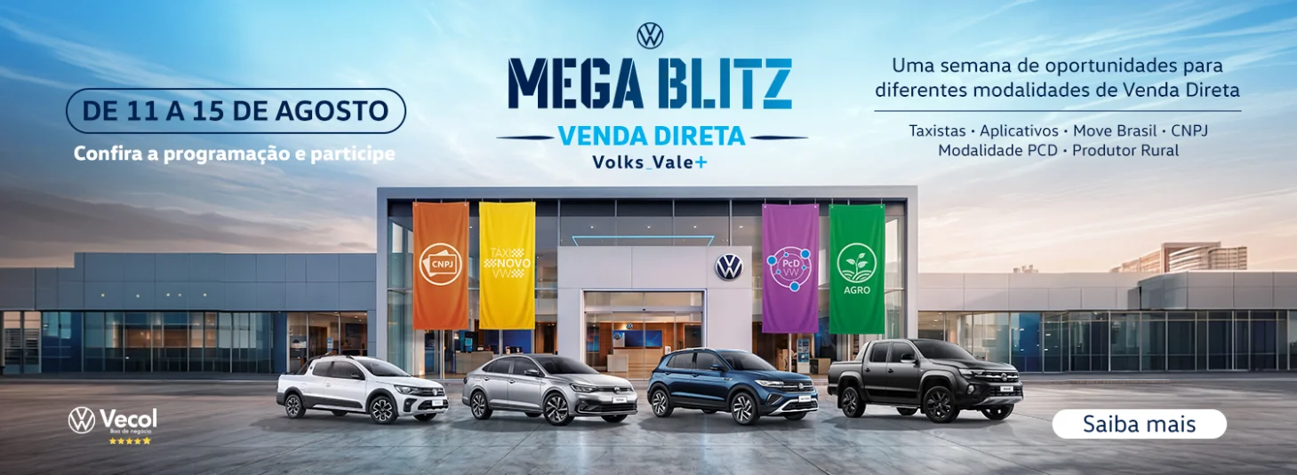 Mega Blitz - de 11 a 15 de agosto na Vecol Volkswagen 